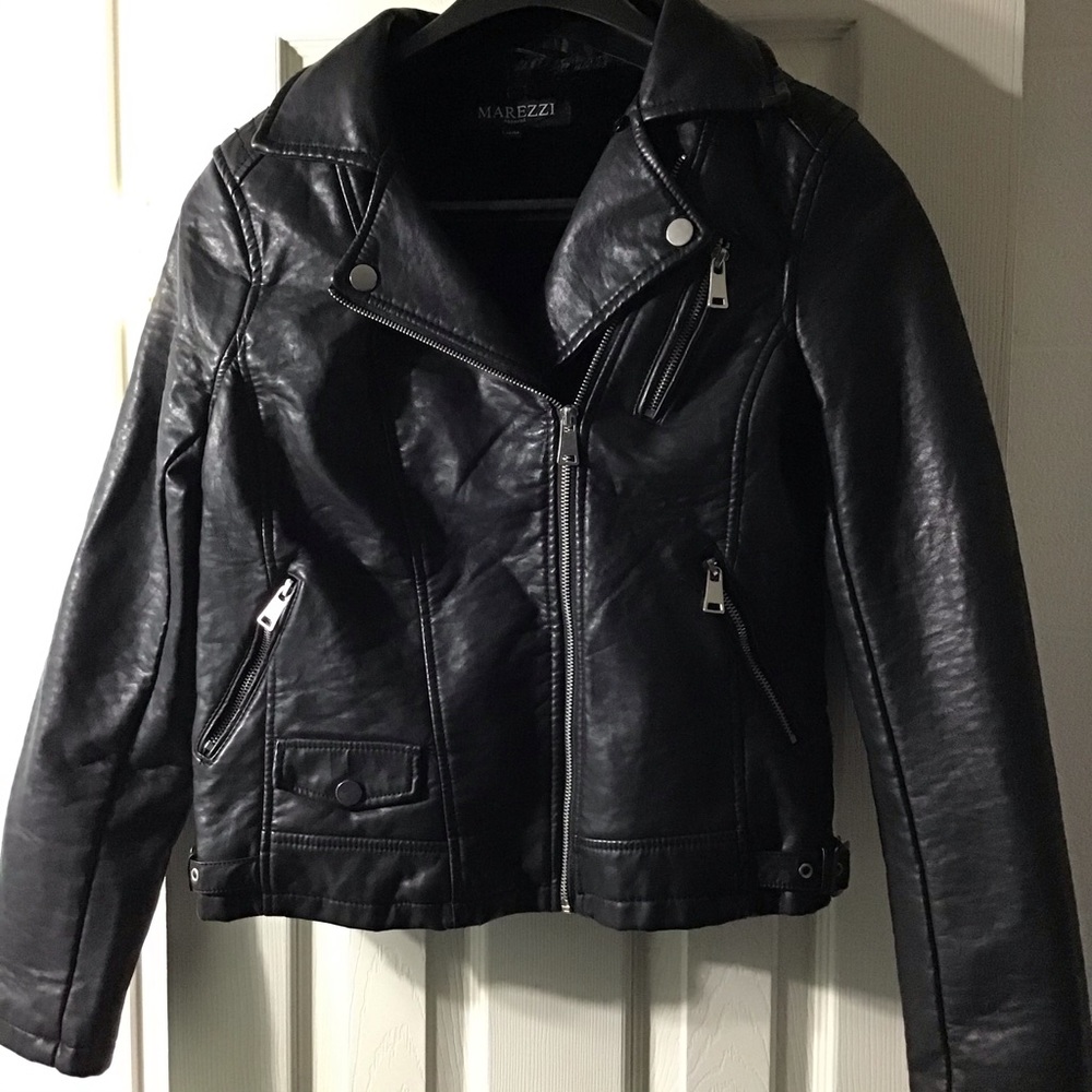 Vegan Leather Moto Jacket Size M